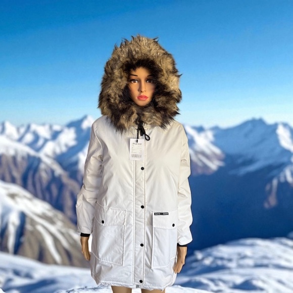 Faux Fur Mid-Length Hooded Parka with Large Pockets. NWT - Picture 4 of 14